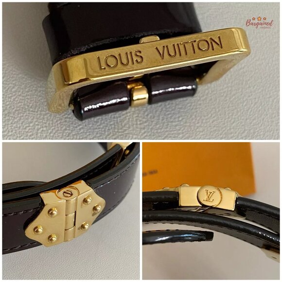 Authentic Louis Vuitton Amaranto Monogram Vernis Leather Gold Buckle Belt 75/30 - Picture 3 of 12